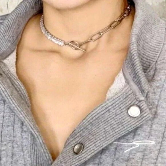 Gold Plated Paper clip necklace choker womens trendy jewelry - Picture 13 of 13